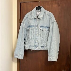 Zara Cropped Oversized Denim Jacket